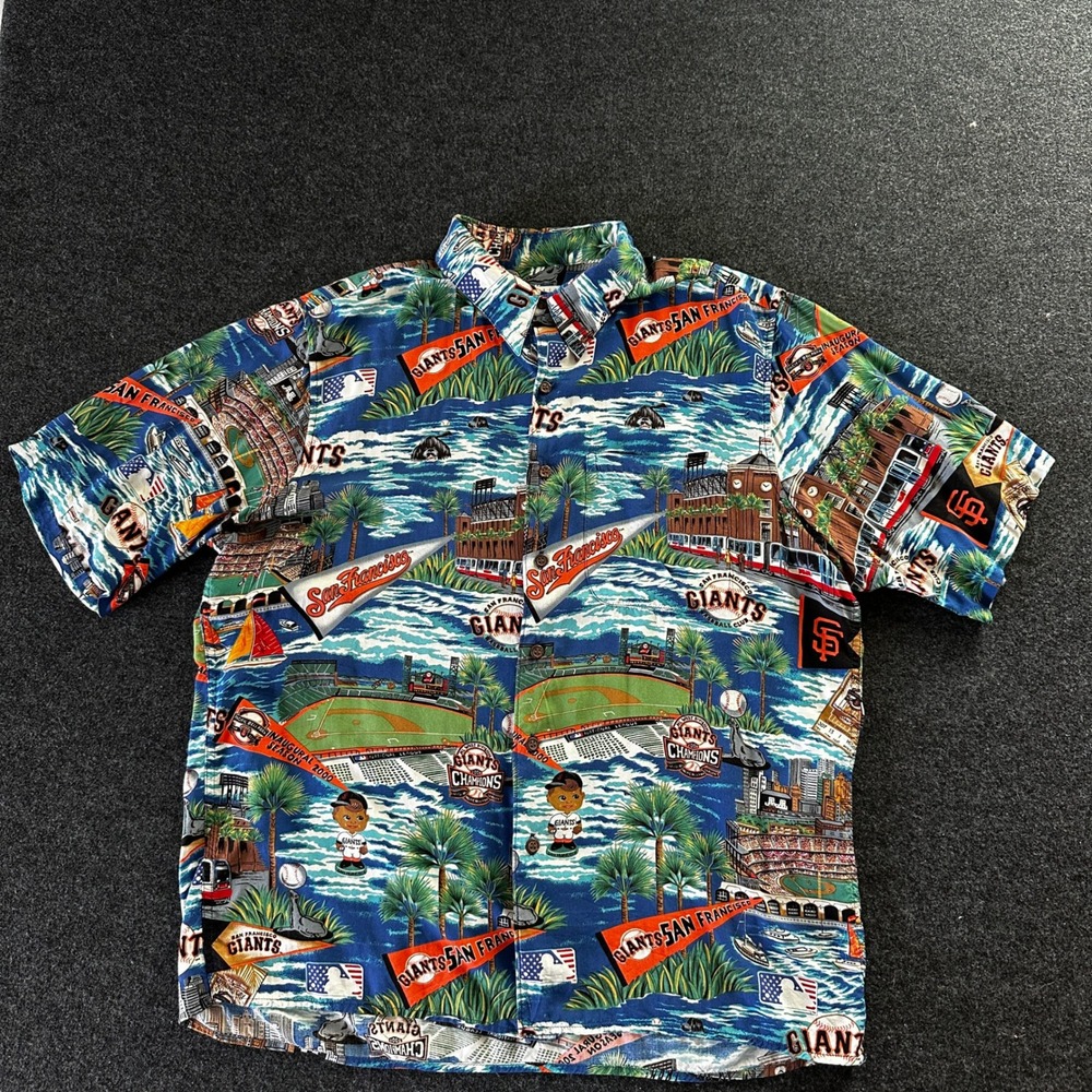 Reyn Spooner MLB San Francisco Giants Hawaiian Shirt Rayon Mens Large L Aloha